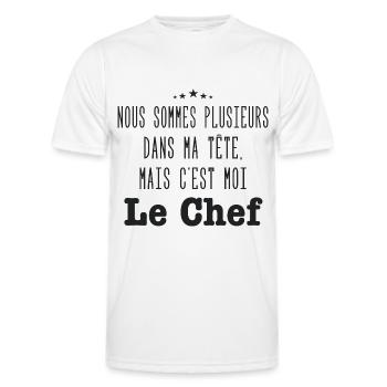 On est plusieurs dans ma tête - Humour - T-shirt sport Homme - blanc - Devant - AI Model Male 178 dark (178cm)