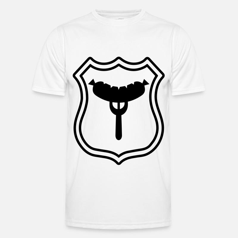 Wurst Gabel Wappen Männer Funktions-T-Shirt
