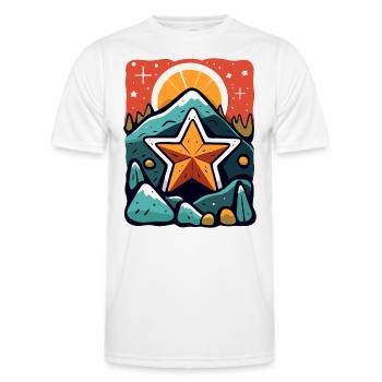 The sun, mountains, rocks and stars - Men's Functional T-Shirt - white - Front - AI Model Male 178 dark (178cm)