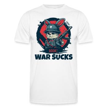 Hasen-Soldat Warnung, Krieg ist Mist - Männer Funktions-T-Shirt - Weiß - Vorne - AI Model Male 178 dark (178cm)