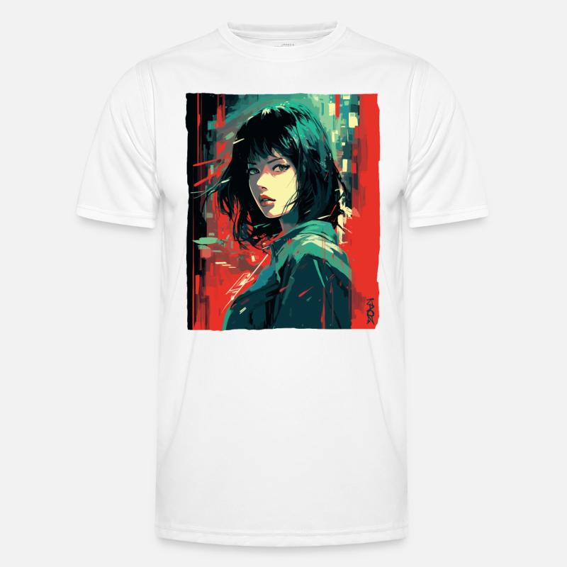 Japanisches Mädchen: Straßenkunst Anime Männer Funktions-T-Shirt