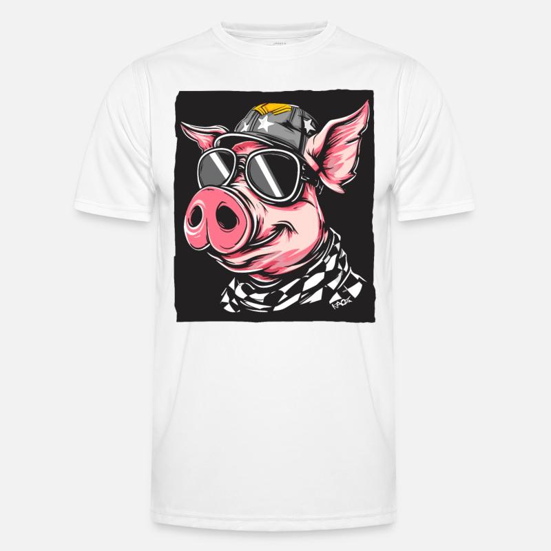 Drapeau à damier Fan de course cochon T-shirt sport Homme