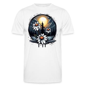Nuit d’horreur : Fleurs et lune brillante - T-shirt sport Homme - blanc - Devant - AI Model Male 178 dark (178cm)
