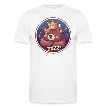 Ours endormi avec couronne, lune et étoiles - T-shirt sport Homme - blanc - Devant - AI Model Male 178 dark (178cm)