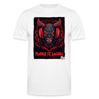 Kopfhörer Teufel Rock: Mach es lauter - Männer Funktions-T-Shirt - Weiß - Vorne - AI Model Male 178 dark (178cm)