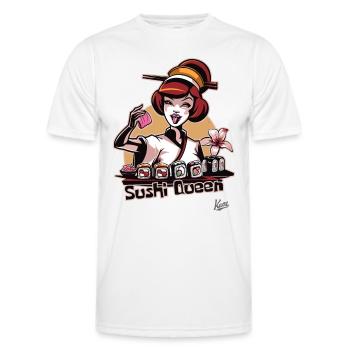 Hobby Geisha: The cheerful sushi queen - Men's Functional T-Shirt - white - Front - AI Model Male 178 dark (178cm)