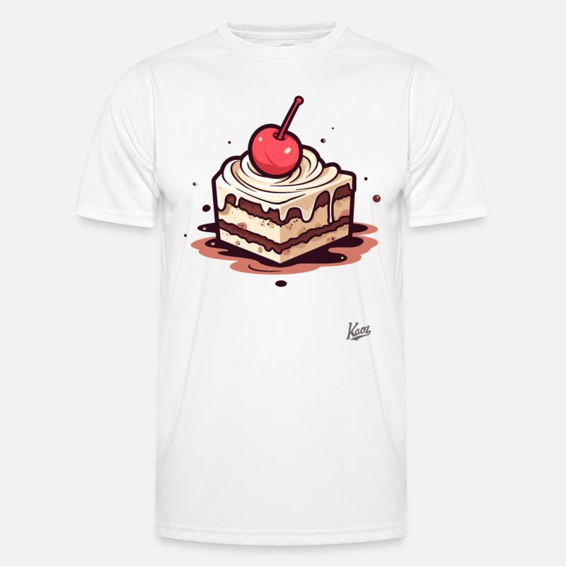 Chocolate nut cake with cherry on top Men's Functional T-Shirt