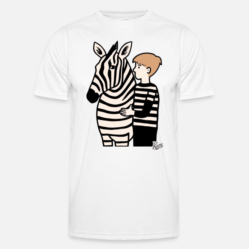 Junge mit Zebra - Männer Funktions-T-Shirt - Weiß