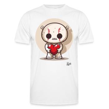 Mignonne poupée vaudou porte-bonheur avec cœur et amour - T-shirt sport Homme - blanc - Devant - AI Model Male 178 dark (178cm)
