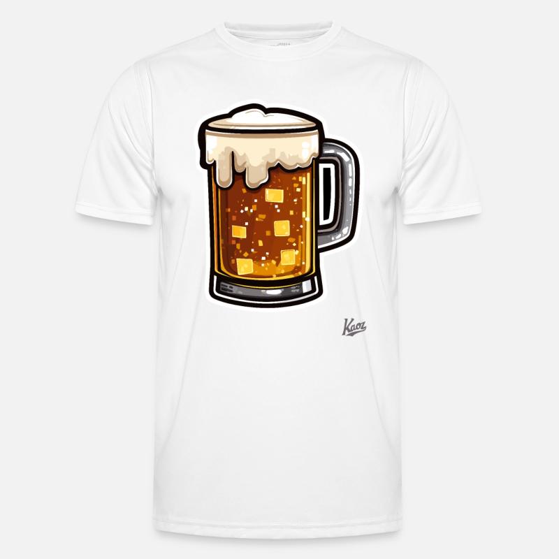 Pixel Bierkrug mit Schaum - Männer Funktions-T-Shirt - Weiß