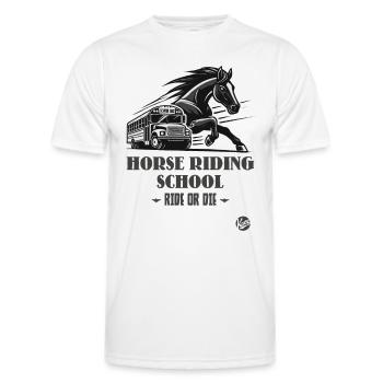 Reitschule "Reite oder Stirb", ein Pferde-Motiv - Männer Funktions-T-Shirt - Weiß - Vorne - AI Model Male 178 dark (178cm)