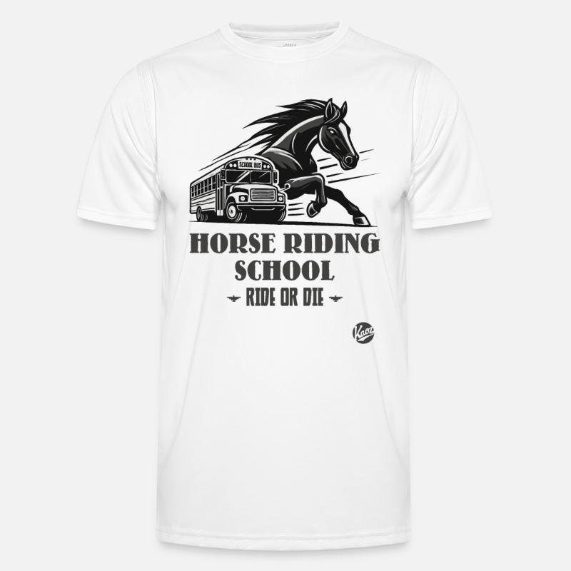 Reitschule "Reite oder Stirb", ein Pferde-Motiv - Männer Funktions-T-Shirt - Weiß