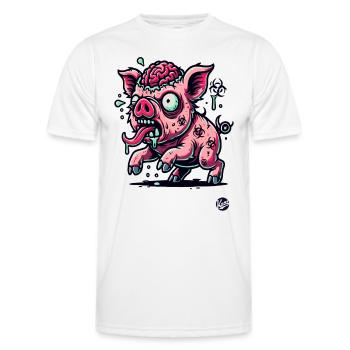 Rotten Brain – Funny Zombie Pig - Men's Functional T-Shirt - white - Front - AI Model Male 178 dark (178cm)