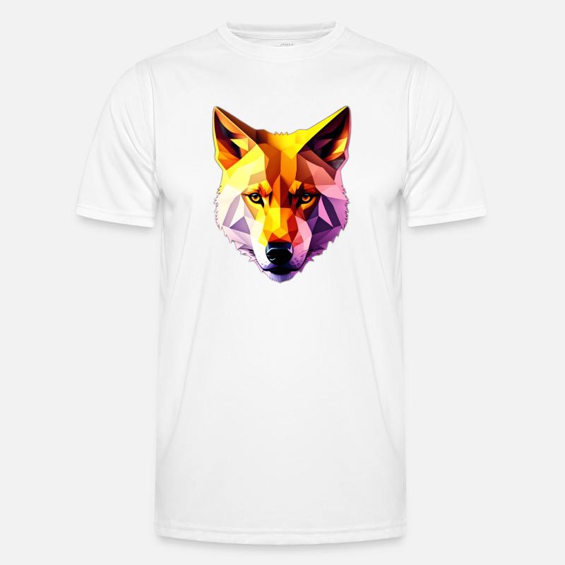 Low Poly Wolf Gesicht Design Männer Funktions-T-Shirt