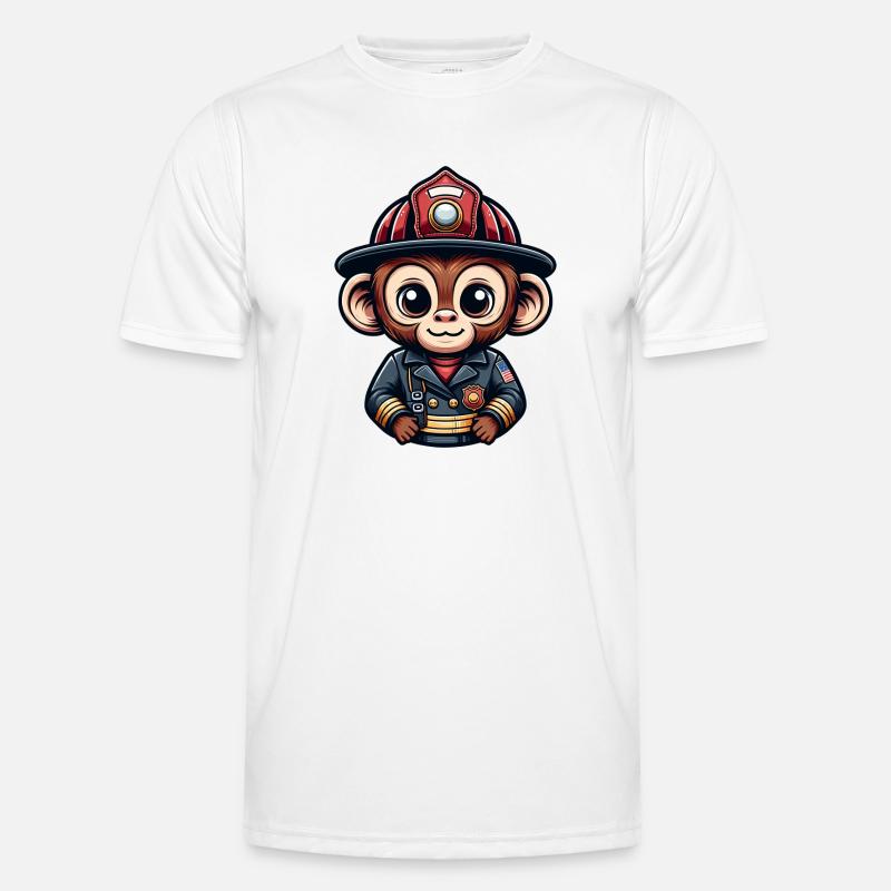 Cute Monkey Firefighter Männer Funktions-T-Shirt