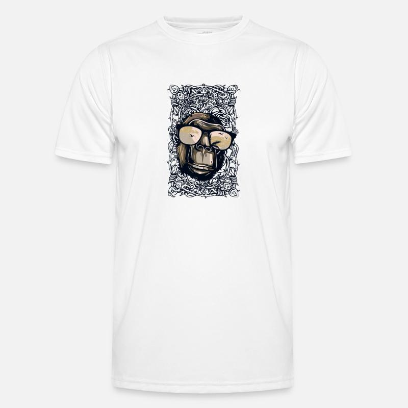 Cooler Affe mit Sonnenbrille - Männer Funktions-T-Shirt - Weiß