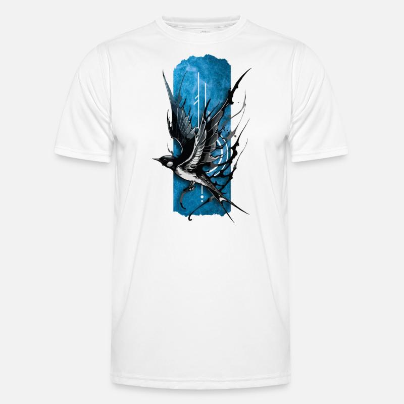 Graceful Soar: Elegant Flying Swallow - Men's Functional T-Shirt - white