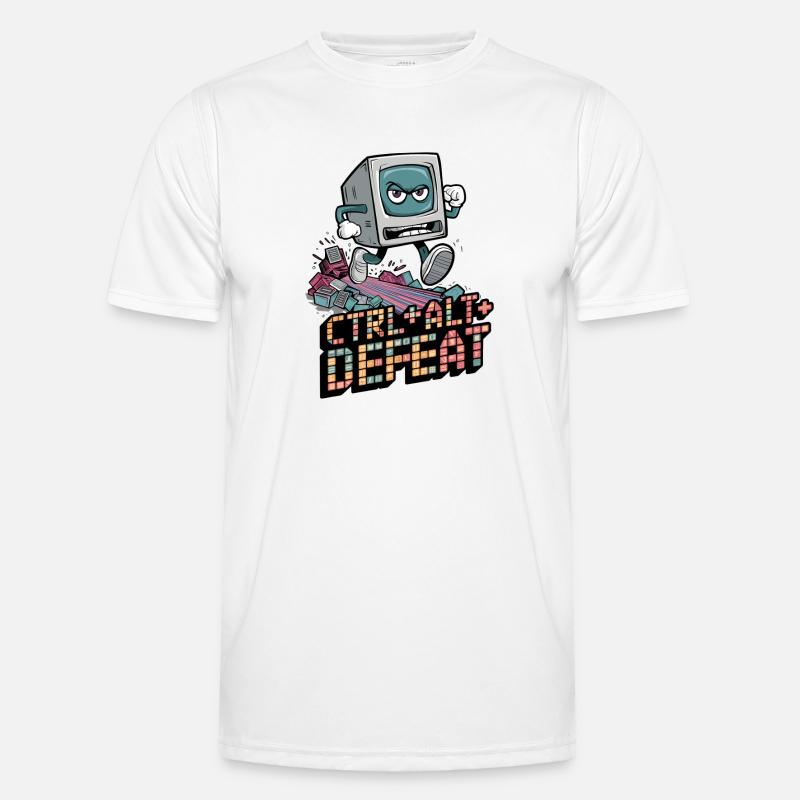 Ctrl Alt Defeat Retro Angry Computer Art - Men's Functional T-Shirt - white