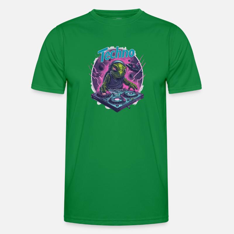 Techno Alien DJ Turtle - Rave Dancefloor Rav Men's Functional T-Shirt