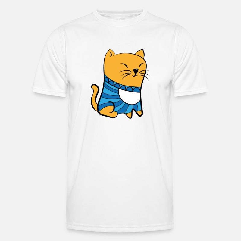 Cat with Pullover - Men's Functional T-Shirt - white