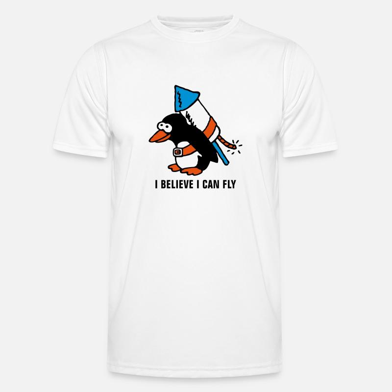 rocket_pinguin_white_b_3c - Männer Funktions-T-Shirt - Weiß