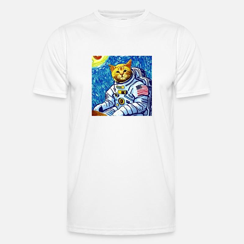 Van Gogh Astronaut Katze Männer Funktions-T-Shirt