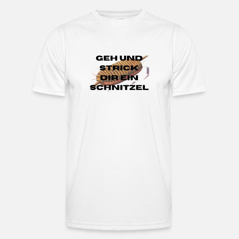 Geh und Strick dir ein Schnitzel - Männer Funktions-T-Shirt - Weiß
