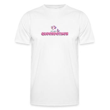 LGBTQ+ - "QUEERDenker mit Einhorn schlafend pink" - Männer Funktions-T-Shirt - Weiß - Vorne - AI Model Male 178 dark (178cm)