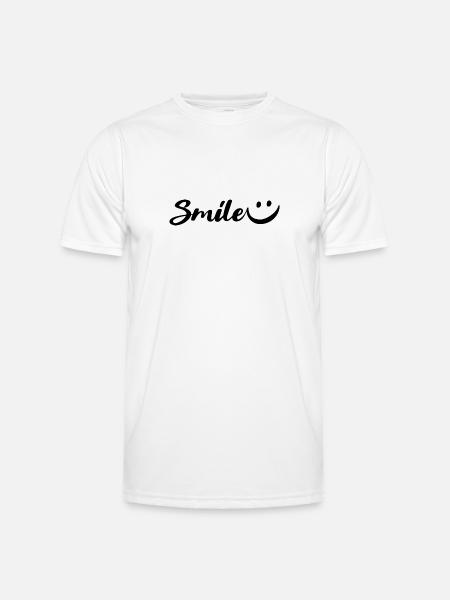 "Smile" handwriting with smiley - Men's Functional T-Shirt - white