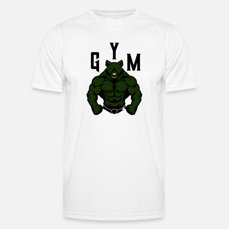 Bear Comic Gym Beast - Men's Functional T-Shirt - white