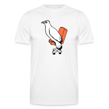 Vogel sitzt Stuhl Schreibtisch Drehstuhl arbeiten - Männer Funktions-T-Shirt - Weiß - Vorne - AI Model Male 178 dark (178cm)
