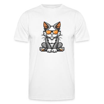 Cat Cool Comic - Men's Functional T-Shirt - white - Front - AI Model Male 178 dark (178cm)