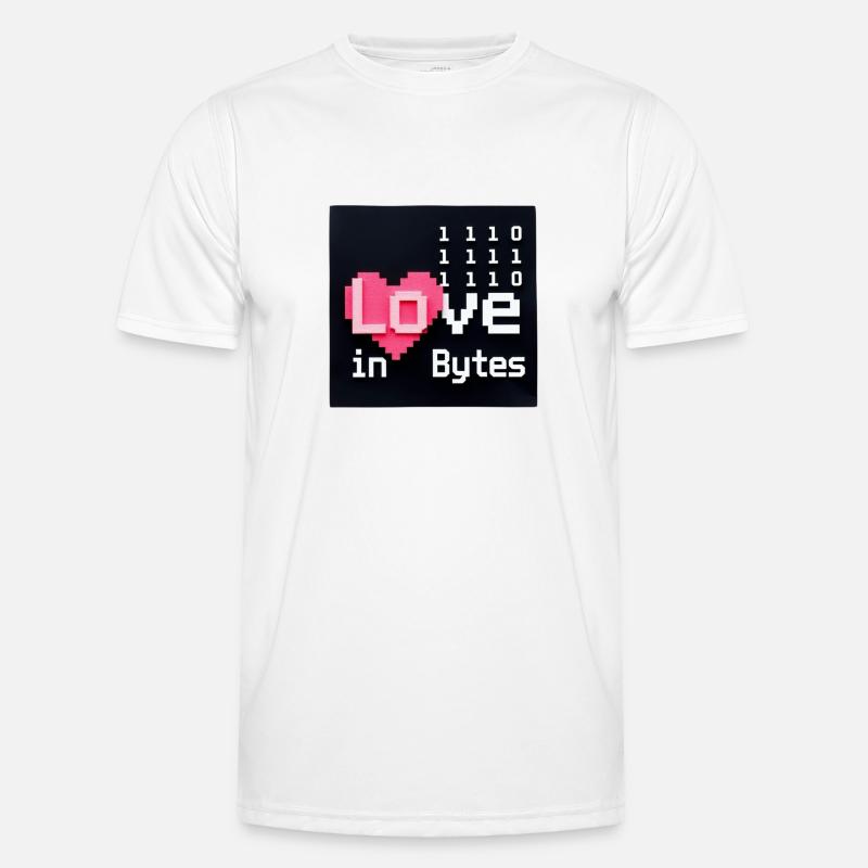 Liebe in Bytes Pixel Art Männer Funktions-T-Shirt