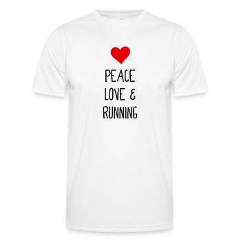Peace Love and Running - Jogging - Laufen - Men's Functional T-Shirt - white - Front - AI Model Male 178 dark (178cm)
