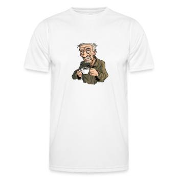 Bum with coffee in hand - Men's Functional T-Shirt - white - Front - AI Model Male 178 dark (178cm)
