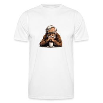 Opa mit Brille und Kaffee - Männer Funktions-T-Shirt - Weiß - Vorne - AI Model Male 178 dark (178cm)