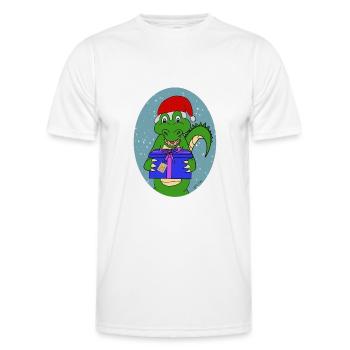 Christmasgator - Men's Functional T-Shirt - white - Front - AI Model Male 178 dark (178cm)