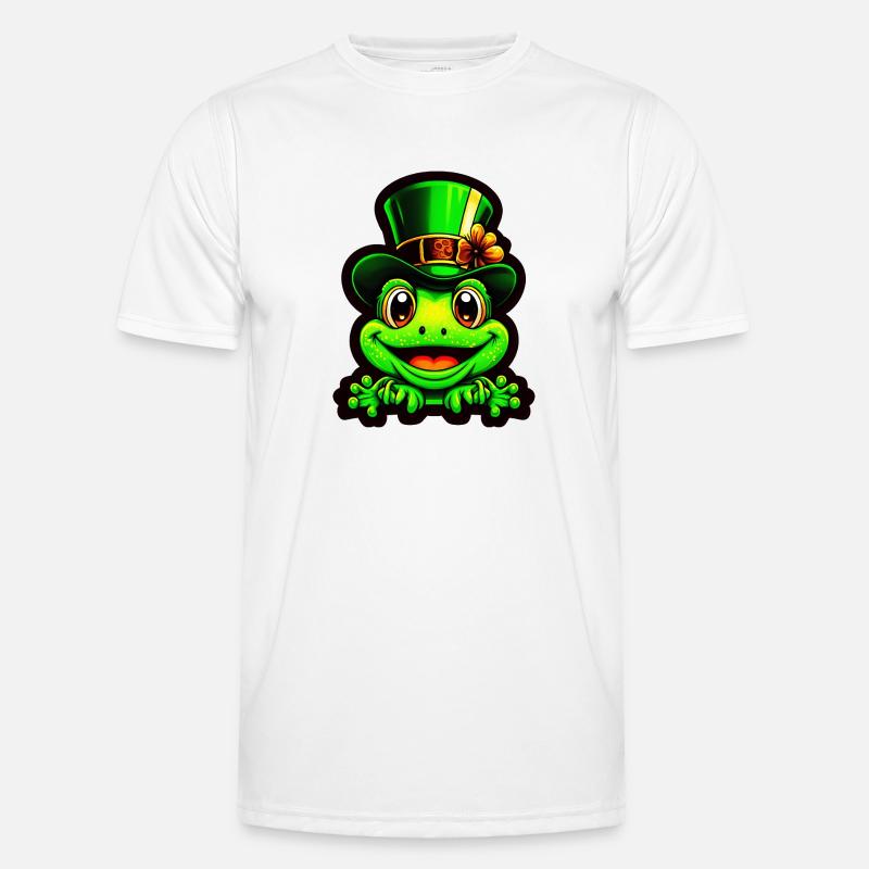 Grinning frog wears St. Patrick Day top hat Men's Functional T-Shirt