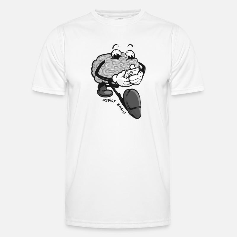 Brain Addict - grey version - Men's Functional T-Shirt - white