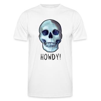 Skull sagt HOWDY! lustiger schwarzer Humor - Männer Funktions-T-Shirt - Weiß - Vorne - AI Model Male 178 dark (178cm)