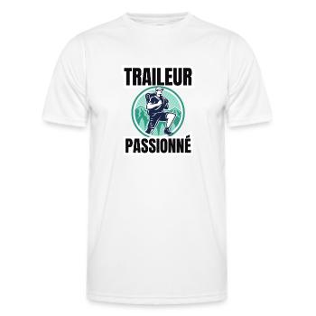 traileur passionné - T-shirt sport Homme - blanc - Devant - AI Model Male 178 dark (178cm)