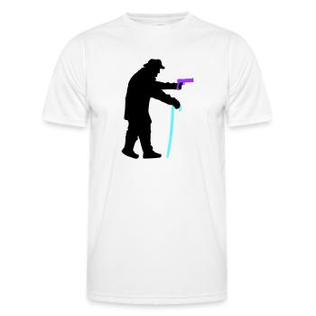 Grandpa robber silhouette with walking stick and gun - Men's Functional T-Shirt - white - Front - AI Model Male 178 dark (178cm)