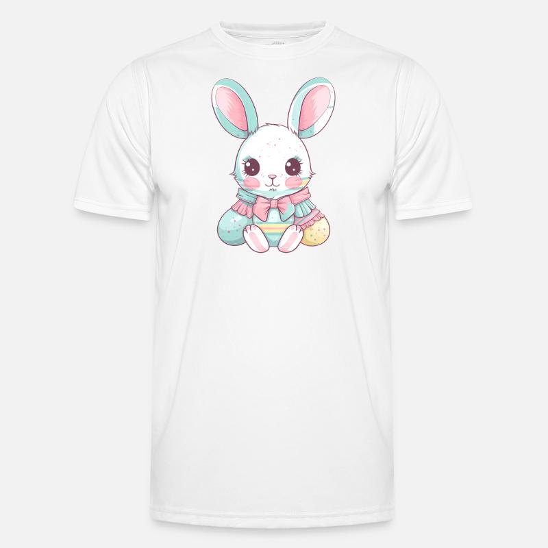 Pastel Easter Bunny with bow - Men's Functional T-Shirt - white