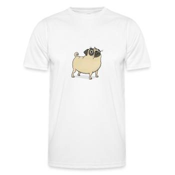Pug funny embarrassed - Men's Functional T-Shirt - white - Front - AI Model Male 178 dark (178cm)