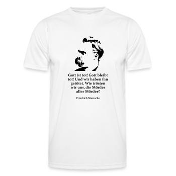 Nietzsche: Gott ist tot! Gott bleibt tot! Und wir - Männer Funktions-T-Shirt - Weiß - Vorne - AI Model Male 178 dark (178cm)