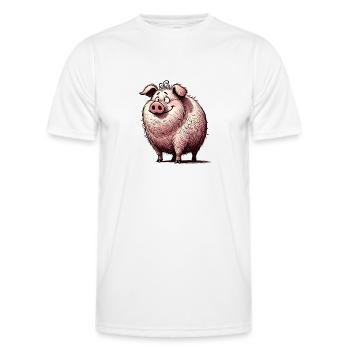 Pig Cartoon Hog Farm Animal - Männer Funktions-T-Shirt - Weiß - Vorne - AI Model Male 178 dark (178cm)