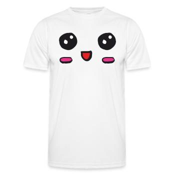 kawaii face with an open smile - Men's Functional T-Shirt - white - Front - AI Model Male 178 dark (178cm)