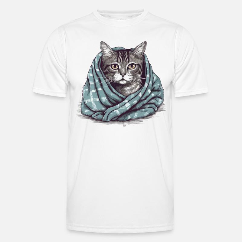 Katze in einer Decke Männer Funktions-T-Shirt