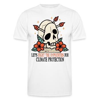 Skull and roses for environmental protection Climate protection - Men's Functional T-Shirt - white - Front - AI Model Male 178 dark (178cm)