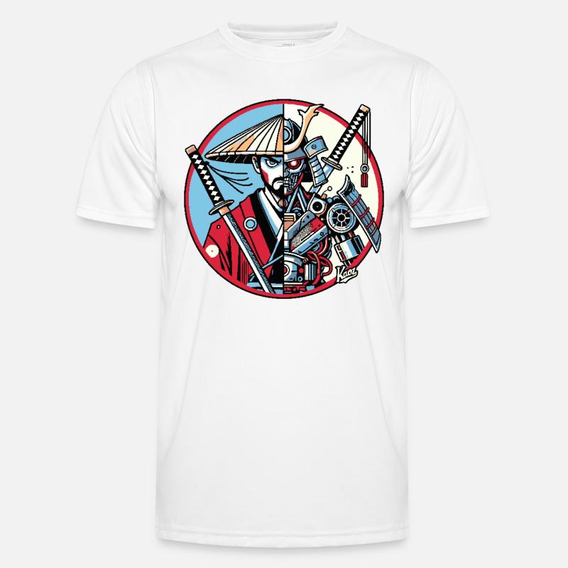 Samurai-Ronin oder Mecha-Shogun - Männer Funktions-T-Shirt - Weiß